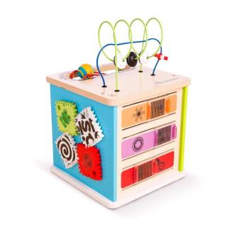 BABY EINSTEIN Hračka drevená aktívna kocka Innovation Station HAPE 12m+