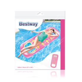 BESTWAY Matrac nafukovací s otvorom na nohy ružový, 185 x 74 cm