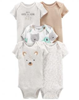 CARTER'S Body krátky rukáv Animals neutrál LBB 5ks 12m