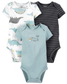 CARTER'S Body krátky rukáv Blue Dino chlapec LBB 3ks 12m