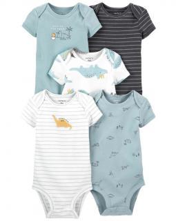 CARTER'S Body krátky rukáv Blue Dino chlapec LBB 5ks 18m