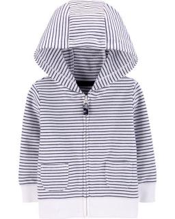 CARTER'S Mikina na zips s kapucňou Strips White chlapec 12 m /veľ. 80