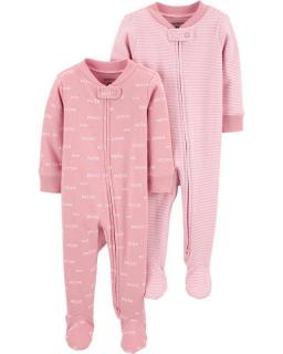 CARTER'S Overal na zip Sleep&amp;Plays Pink dievča LBB 2 ks 6 m /veľ. 68