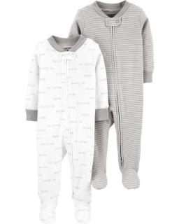 CARTER'S Overal na zip Sleep&amp;Plays White neutrál LBB 2 ks PRE/ veľ. 46