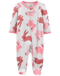 CARTER'S Overal zips obojstranný Grey Bunny dievča 3m