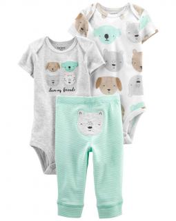 CARTER'S Set 3dielny body kr. rukáv 2ks, nohavice Animals neutrál LBB 12m