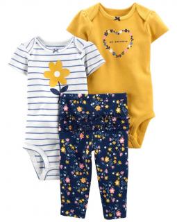 CARTER'S Set 3dielny body kr. rukáv 2ks, nohavice Multiflora dievča LBB 6m