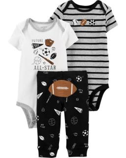 CARTER'S Set 3dielny body krátky rukáv 2 ks, nohavice Football Black chlapec LBB 12 m /veľ. 80