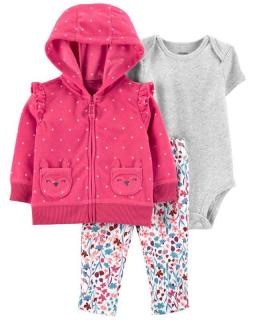 CARTER'S Set 3dielny body krátky rukáv, mikina, nohavice dlhé Pink Dot dievča 3 m /veľ. 62