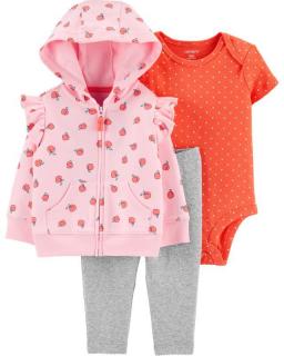 CARTER'S Set 3dielny body, mikina, nohavice Peach dievča 12 m /veľ. 80