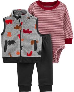 CARTER'S Set 3dielny vesta, body, nohavice chlapec Dino 12 m /veľ. 80