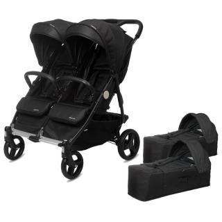 CASUALPLAY - Playxtrem Set športový kočík pre dvojičky Baby Twinn + 2 x vanička Cot - Irongate (Black)