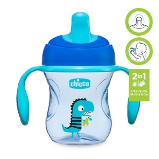 CHICCO Hrnček Training s držadlami 200 ml modrý 6m+