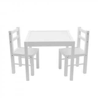 Detský drevený stôl so stoličkami New Baby PRIMA biely