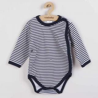 Dojčenské body celorozopínacie New Baby Classic II s modrými pruhmi