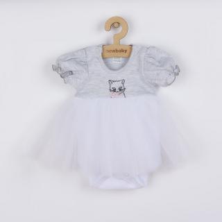 Dojčenské body s tylovou sukienkou New Baby Wonderful sivé