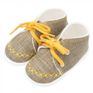 Dojčenské capačky tenisky New Baby jeans mustard 12-18 m