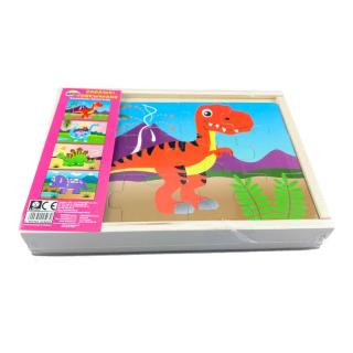 Drevené puzzle - Dinosaury 4 zvieratá