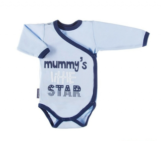 EEVI Dojčenské body dl. rukáv, zapínanie bokom Mummy´s little star - modré