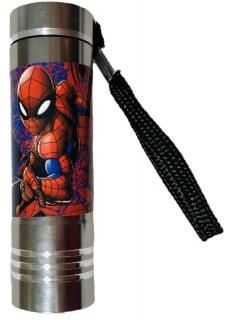 EUROSWAN Detská hliníková LED baterka Spiderman silver Hliník, Plast,  9x2,5 cm