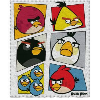 Fleece deka Angry Birds bielá 120/150 (detská flísová deka Angry Birds)