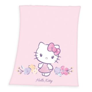 HERDING Fleece deka Hello Kitty kvety  Polyester, 130/160 cm