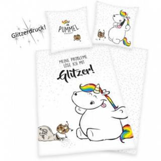 HERDING Obojstranné bavlnené obliečky UNICORN Glitter, 140/200+70/90