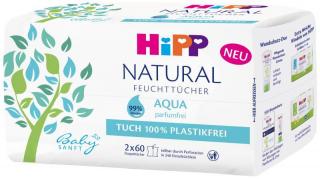 HiPP Babysanft Čistiace vlhčené obrúsky Aqua Natural 2 x 60 ks