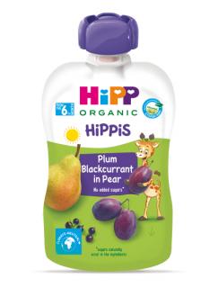 HiPP BIO 100% ovocie Hruška - Čierne ríbezle - Slivka 100 g, od 6. mesiaca