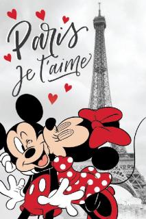 JERRY FABRICS Fleece deka Mickey a Minnie Paríž Eiffelova veža  Polyester, 100/150 cm