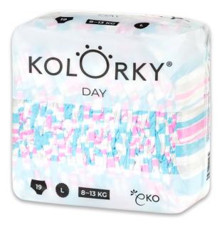 KOLORKY DAY - pruhy - L (8-13 kg) - 19 ks - jednorázové ekoplienky