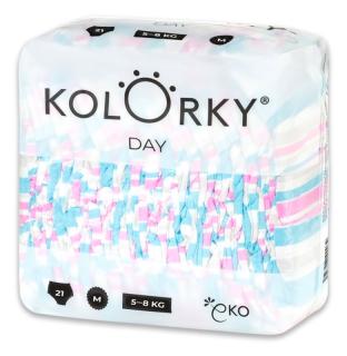 KOLORKY DAY - pruhy - M (5-8 kg) - 21 ks - jednorázové ekoplienky