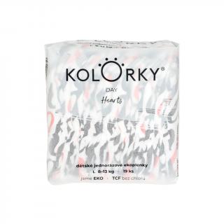 KOLORKY DAY - srdce - L (8-13 kg) - 19 ks - jednorázové ekoplienky