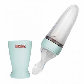 NUBY Kŕmitko silikónové 90 ml 3m+ zelené