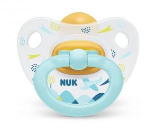 NUK Cumlík Happy kids, latex, V2 (6-18 m.) + box Modré lietadlo