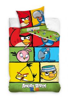 Obliečky Angry Birds Rio kocky 140/200 (posteľné obliečky, detské návliečky Angry Birds)