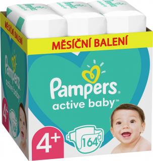 PAMPERS Active Baby 4+ (10-15 kg) 164 ks Maxi měsíční balení - jednorázové plienky