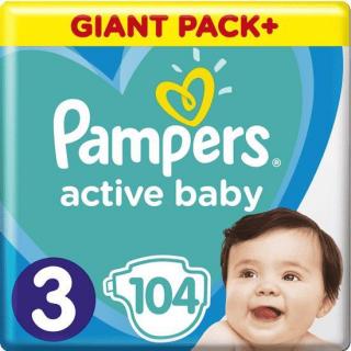 PAMPERS Plienky Active Baby 3 MIDI 6-10kg 104ks