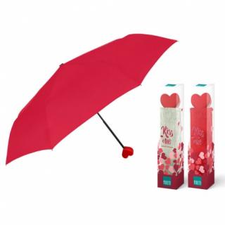 PERLETTI® Dámsky skladací dáždnik VALENTIN / červený obal, 26099