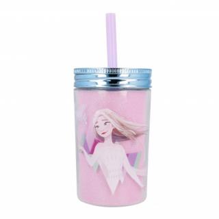 Plastový termo pohár so šrubovacím viečkom a slamkou DISNEY FROZEN, 370ml, 60455