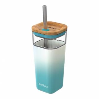 QUOKKA LIQUID-CUBE Sklenený pohár so silikónovým povrchom TEAL GRADIENT, 540ml, 40054