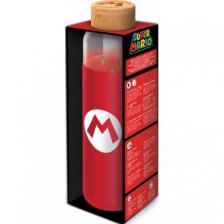 Sklenená fľaša so silikónovým povrchom SUPER MARIO 585ml, 00385