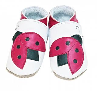 STARCHILD - Kožené topánočky - Ladybug White - veľkosť XL (18-24 mesiacov)