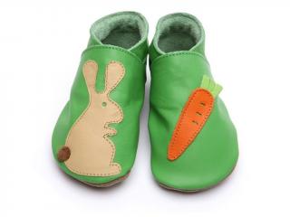 STARCHILD - Kožené topánočky - Rabbit carrot on green - veľkosť XL (18-24 mesiacov)