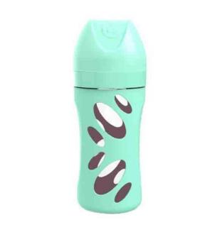 TWISTSHAKE Fľaša dojčenská Anti-Colic sklenená 260 ml (cumlík M) pastelovo zelená