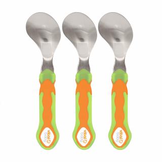 VITAL BABY - Ergonomické lyžice - 3kusy - nerez - oranžovo-zelená