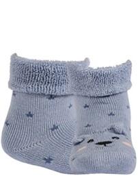 WOLA Ponožky dojčenské froté s uškami chlapec Blue 15-17