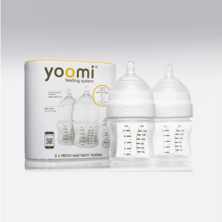 YOOMI - 140 ml dojčenská fľaša 2x (bez ohrievača) + cumlík s pomalým prietokom