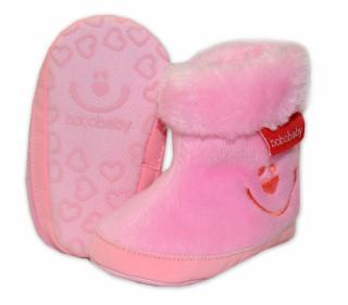 Zimné topánočky BOBO BABY s kožušinkou - Macko - sv. ružové
