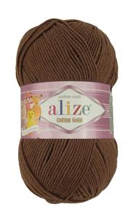 Alize Cotton Gold 493 - tmavá hnedá (55% bavlna, detská priadza, na hračky)